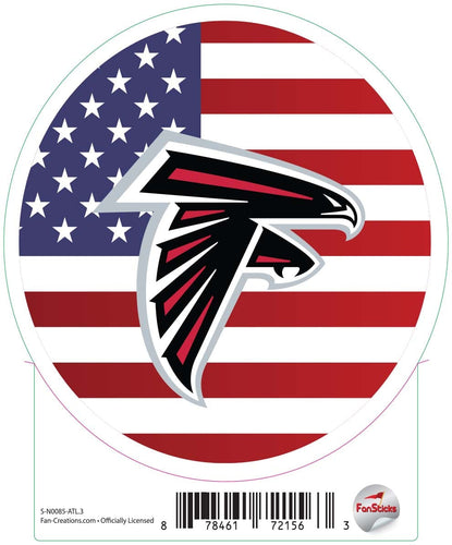 Fan Creations Decal Atlanta Falcons 3in Decal Logo on American Flag Circle