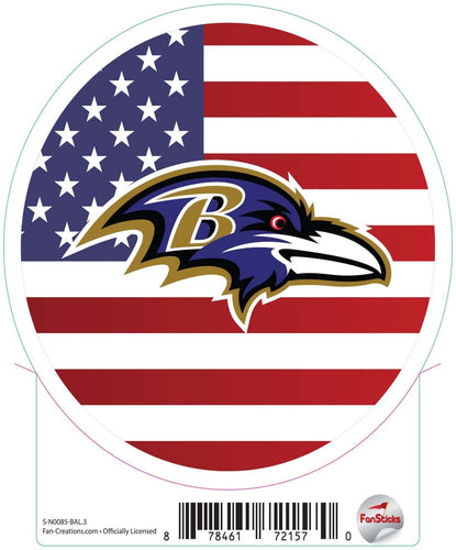 Fan Creations Decal Baltimore Ravens 3in Decal Logo on Flag Circle