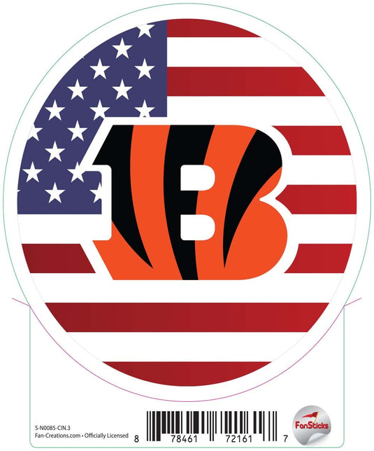 Fan Creations Decal Cincinnati Bengals 3in Decal Logo on Flag Circle