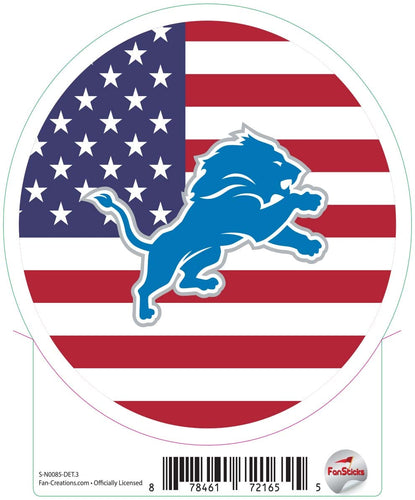 Fan Creations Decal Detroit Lions 3in Decal Logo on Flag Circle