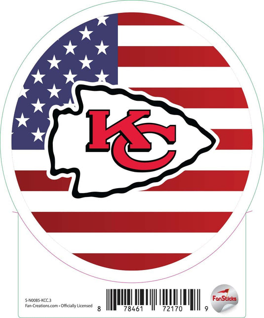 Fan Creations Decal Kansas City Chiefs 3in Decal Logo on Flag Circle