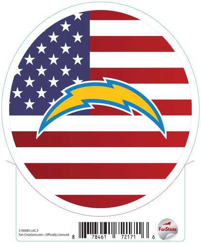 Fan Creations Decal Los Angeles Chargers 3in Decal Logo on Flag Circle