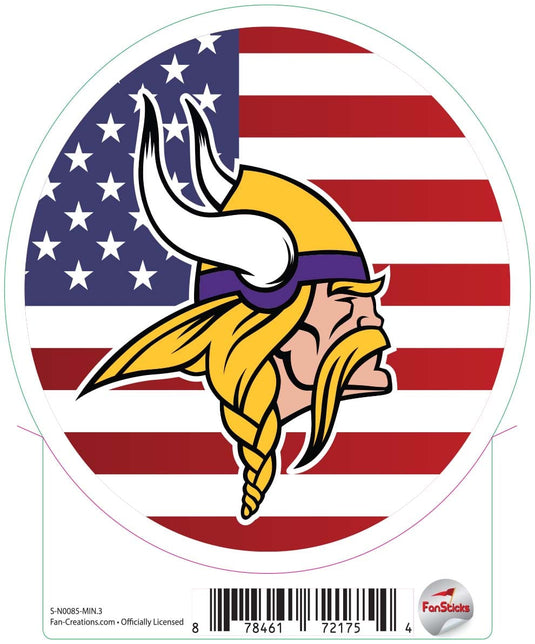 Fan Creations Decal Minnesota Vikings 3in Decal Logo on Flag Circle
