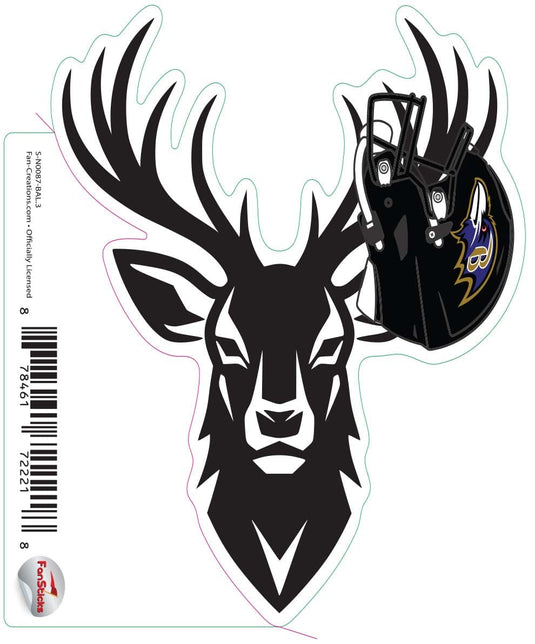 Fan Creations Decal Baltimore Ravens 3in Decal Deer Helmet