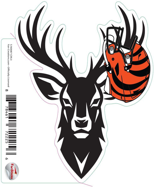 Fan Creations Decal Cincinnati Bengals 3in Decal Deer Helmet