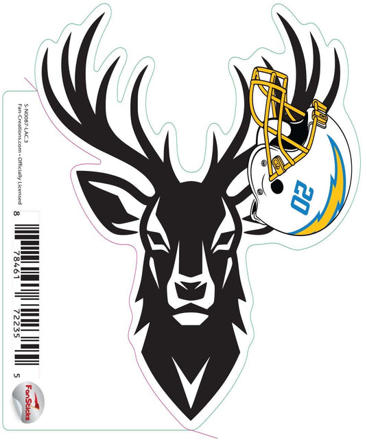 Fan Creations Decal Los Angeles Chargers 3in Decal Deer Helmet