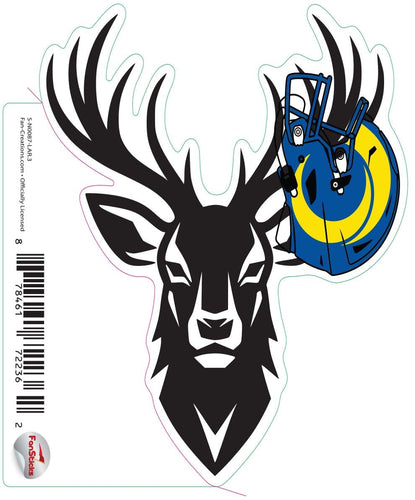 Fan Creations Decal Los Angeles Rams 3in Decal Deer Helmet