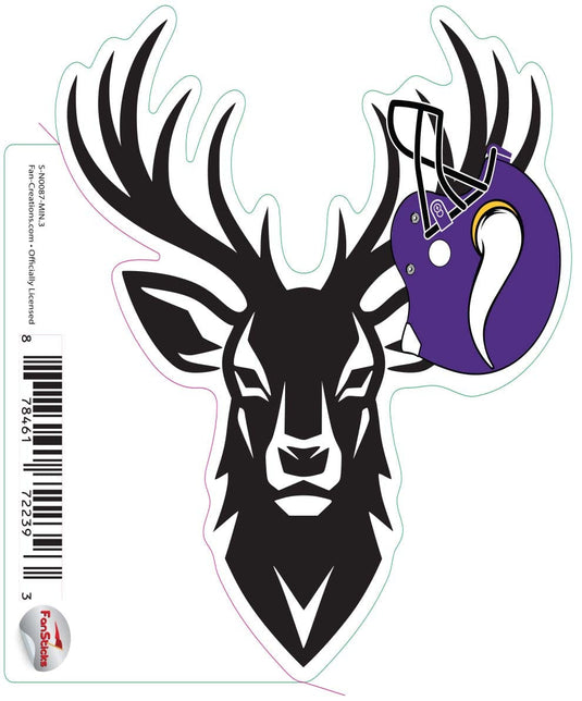 Fan Creations Decal Minnesota Vikings 3in Decal Deer Helmet