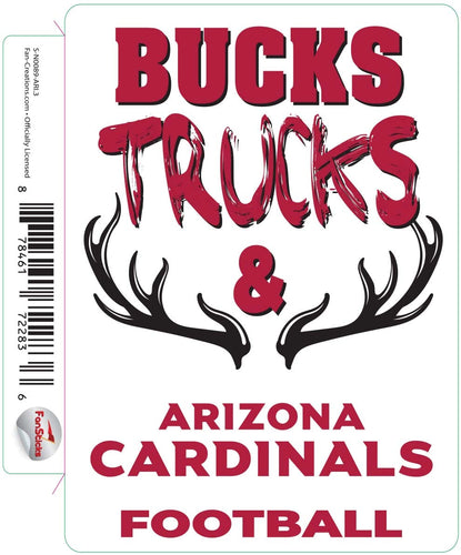 Fan Creations Decal Arizona Cardinals 3in Decal Bucks, Trucks & Team