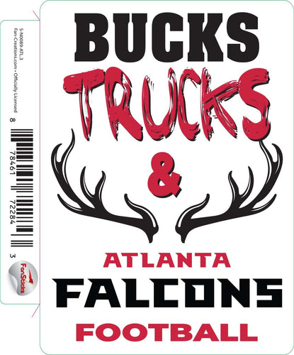 Fan Creations Decal Atlanta Falcons 3in Decal Bucks, Trucks & Team