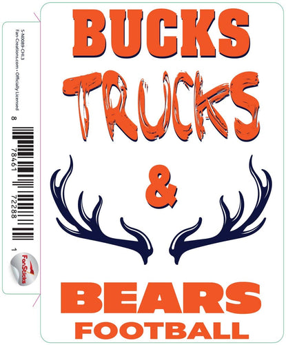 Fan Creations Decal Chicago Bears 3in Decal Bucks, Trucks & Team