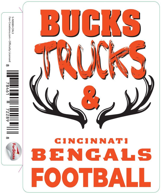 Fan Creations Decal Cincinnati Bengals 3in Decal Bucks, Trucks & Team