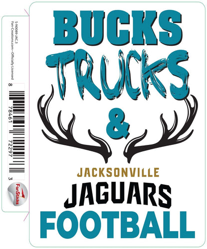 Fan Creations Decal Jacksonville Jaguars 3in Decal Bucks, Trucks & Team