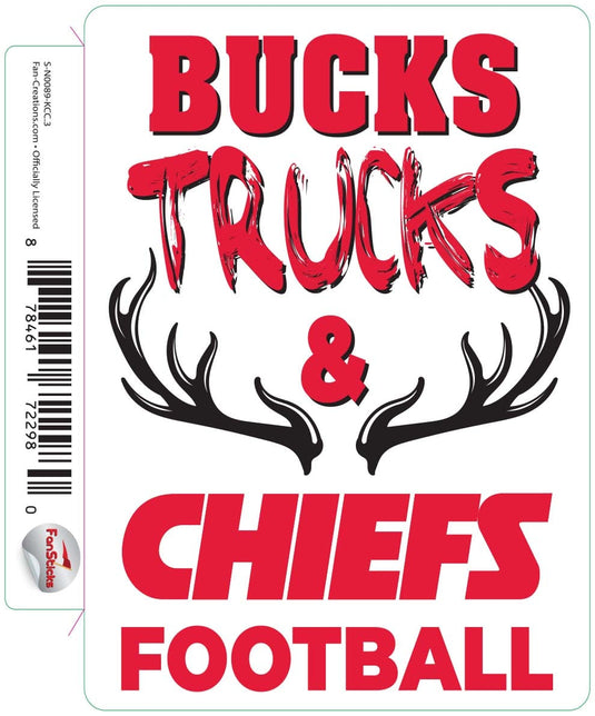 Fan Creations Decal Kansas City Chiefs 3in Decal Bucks, Trucks & Team