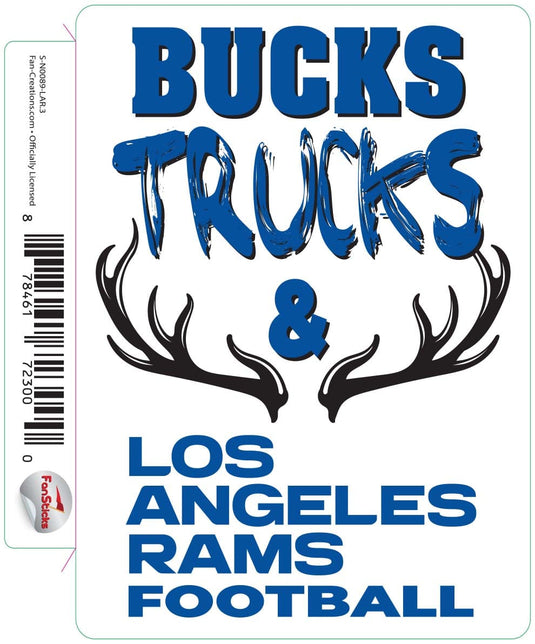 Fan Creations Decal Los Angeles Rams 3in Decal Bucks, Trucks & Team