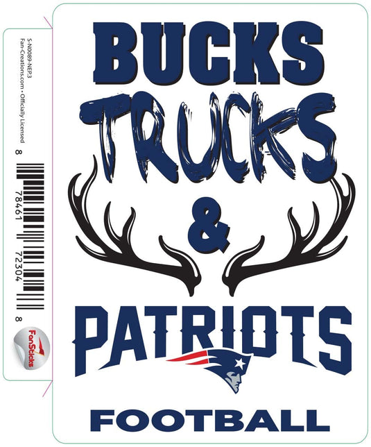 Fan Creations Decal New England Patriots 3in Decal Bucks, Trucks & Team