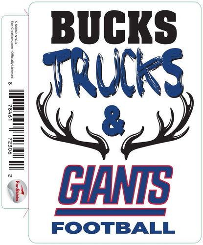 Fan Creations Decal New York Giants 3in Decal Bucks, Trucks & Team