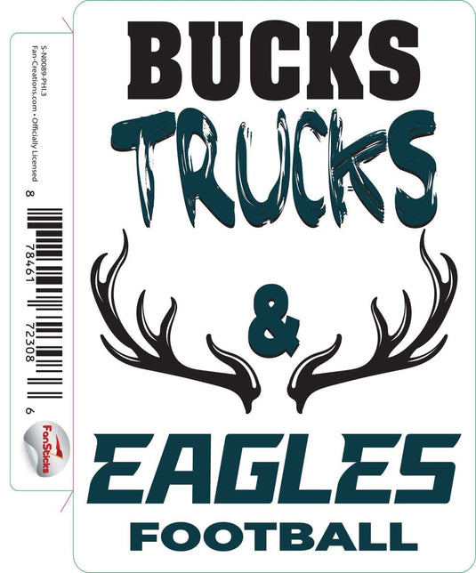 Fan Creations Decal Philadelphia Eagles 3in Decal Bucks, Trucks & Team