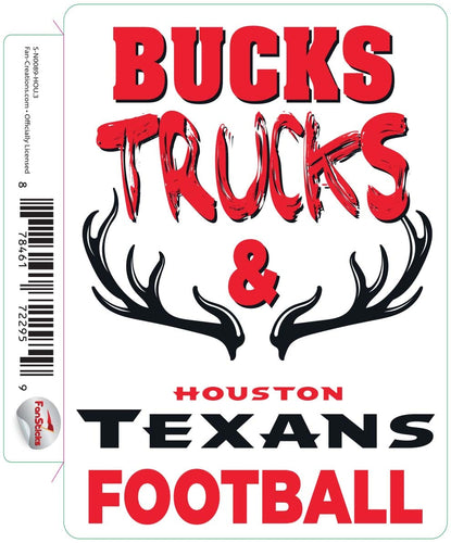 Fan Creations Decal Houston Texans 3in Decal Bucks, Trucks & Team