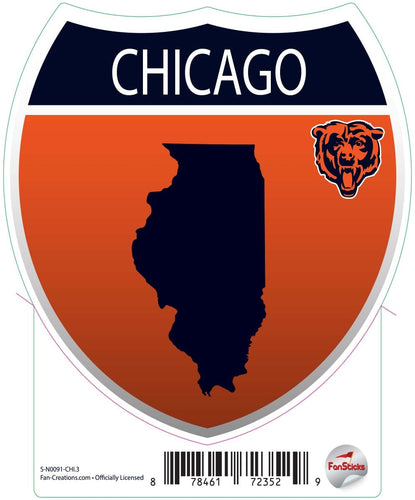 Fan Creations Decal Chicago Bears 3in Decal Interstate Sign