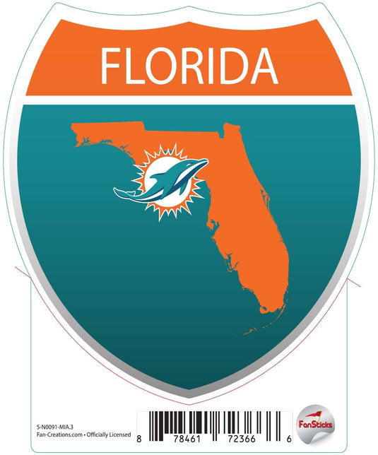 Fan Creations Decal Miami Dolphins 3in Decal Interstate Sign