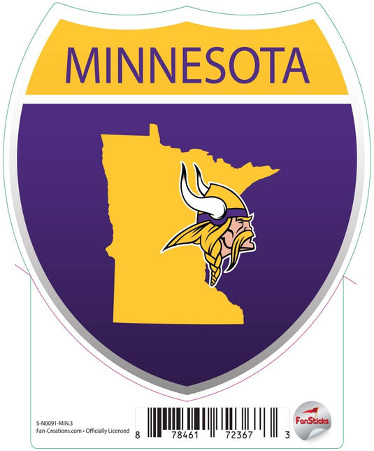 Fan Creations Decal Minnesota Vikings 3in Decal Interstate Sign
