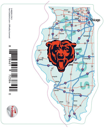 Fan Creations Decal Chicago Bears 3in Decal Map