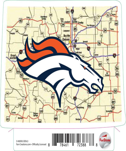 Fan Creations Decal Denver Broncos 3in Decal Map