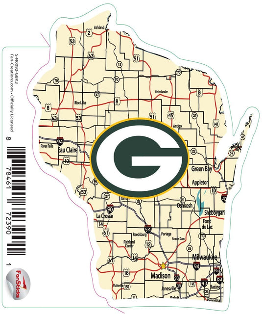 Fan Creations Decal Green Bay Packers 3in Decal Map