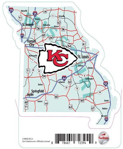 Fan Creations Decal Kansas City Chiefs 3in Decal Map