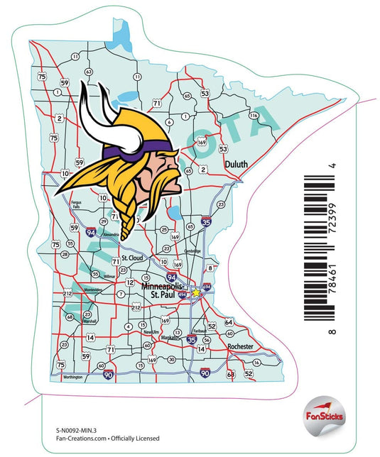 Fan Creations Decal Minnesota Vikings 3in Decal Map