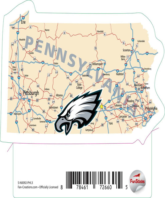 Fan Creations Decal Philadelphia Eagles 3in Decal Map