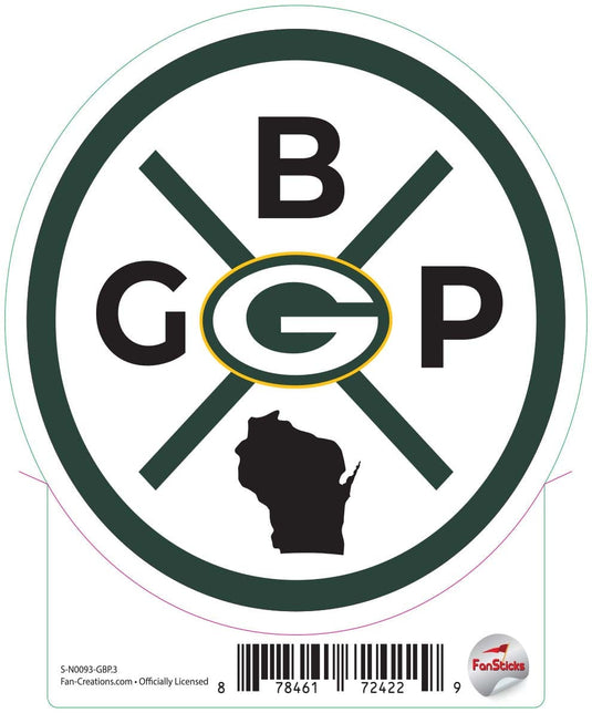 Fan Creations Decal Green Bay Packers 3in Decal Location Circle
