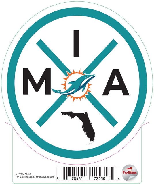 Fan Creations Decal Miami Dolphins 3in Decal Location Circle