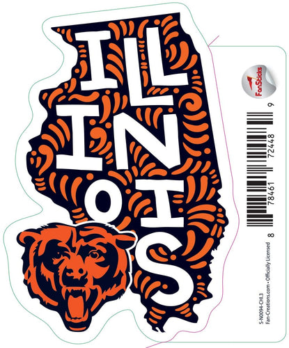 Fan Creations Decal Chicago Bears 3in Decal State Name