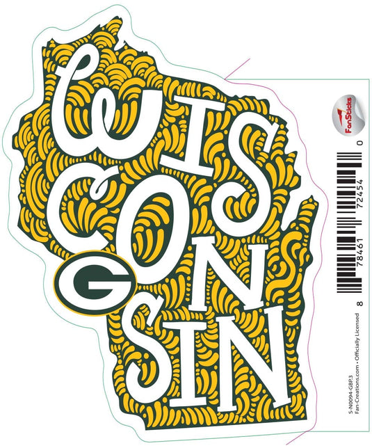 Fan Creations Decal Green Bay Packers 3in Decal State Name