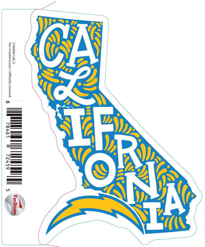 Fan Creations Decal Los Angeles Chargers 3in Decal State Name