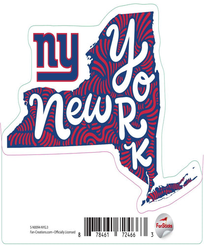 Fan Creations Decal New York Giants 3in Decal State Name