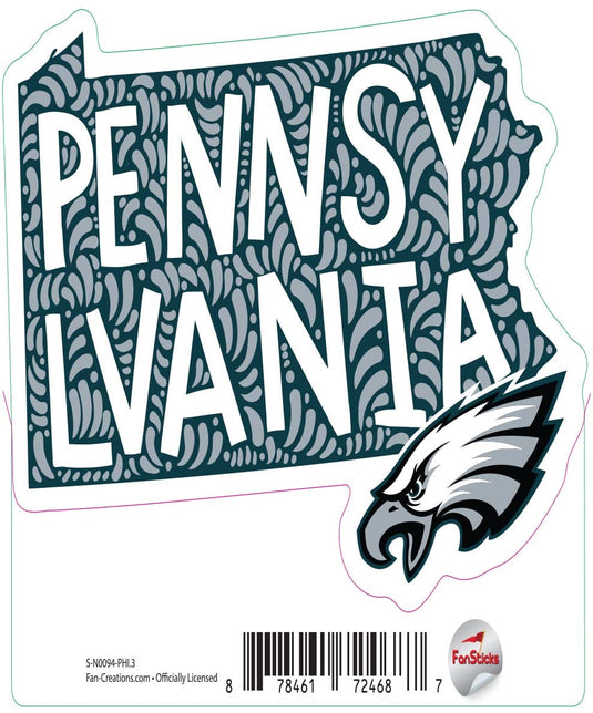 Fan Creations Decal Philadelphia Eagles 3in Decal State Name