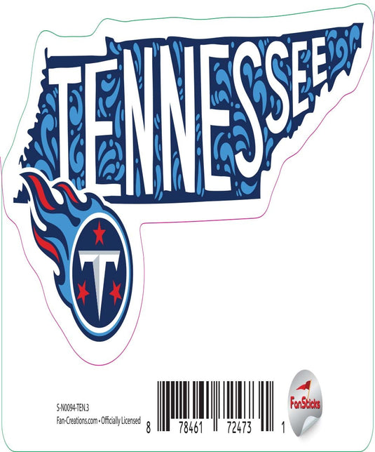 Fan Creations Decal Tennessee Titans 3in Decal - State Name