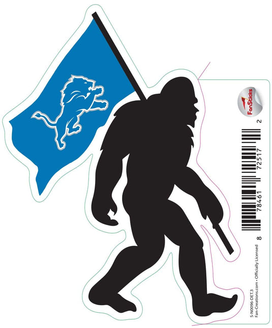 Fan Creations Decal Detroit Lions 3in Decal Bigfoot Flag