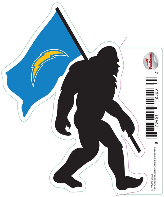 Fan Creations Decal Los Angeles Chargers 3in Decal Bigfoot Flag