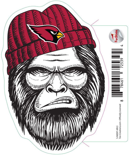 Fan Creations Decal Arizona Cardinals 3in Decal Bigfoot Face