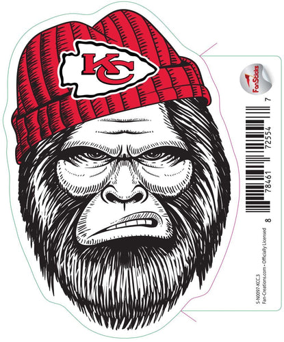 Fan Creations Decal Kansas City Chiefs 3in Decal Bigfoot Face