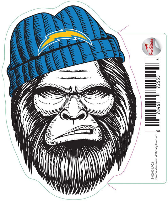 Fan Creations Decal Los Angeles Chargers 3in Decal Bigfoot Face