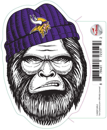 Fan Creations Decal Minnesota Vikings 3in Decal Bigfoot Face