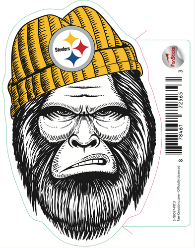 Fan Creations Decal Pittsburgh Steelers 3in Decal  Bigfoot Face