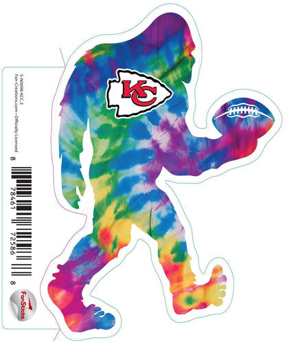 Fan Creations Decal Kansas City Chiefs 3in Decal Bigfoot Football Tie Dye