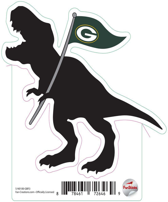 Fan Creations Decal Green Bay Packers 3in Decal T-Rex Flag Silhouette