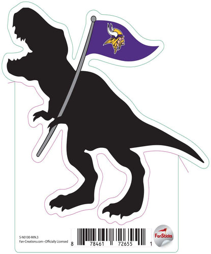 Fan Creations Decal Minnesota Vikings 3in Decal T-Rex Flag Silhouette